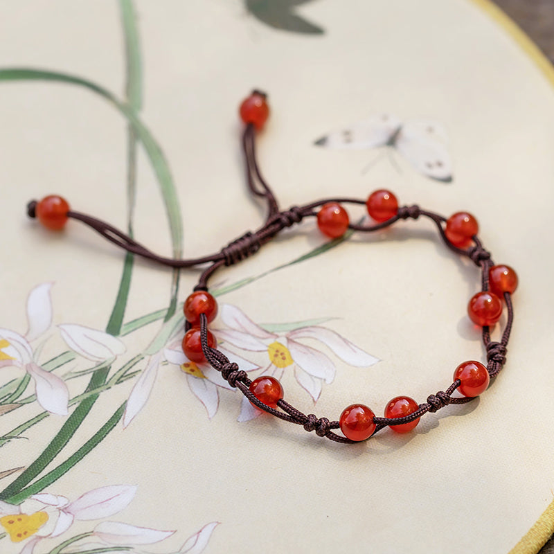 Aura Craft Good Luck Red String Red Agate Bracelet for Women