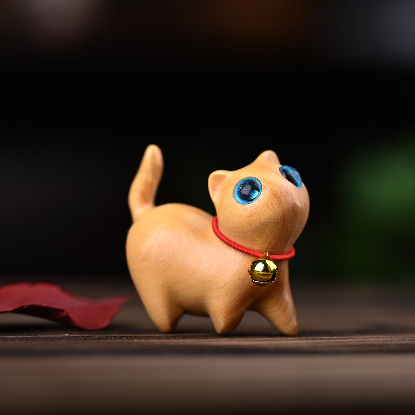 Aura Craft Wood-Carved Cute Tilted-Head Kitten Mini Desktop Ornament Craft for Tea Rooms, Meditation Spaces, and Study Rooms 8