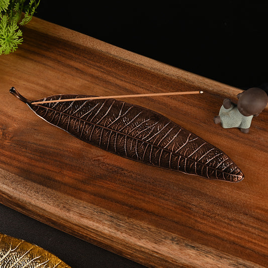 Aura Craft Red Copper Leaf Snail Zen Tranquility Feng Shui Meditation Incense Burner 1
