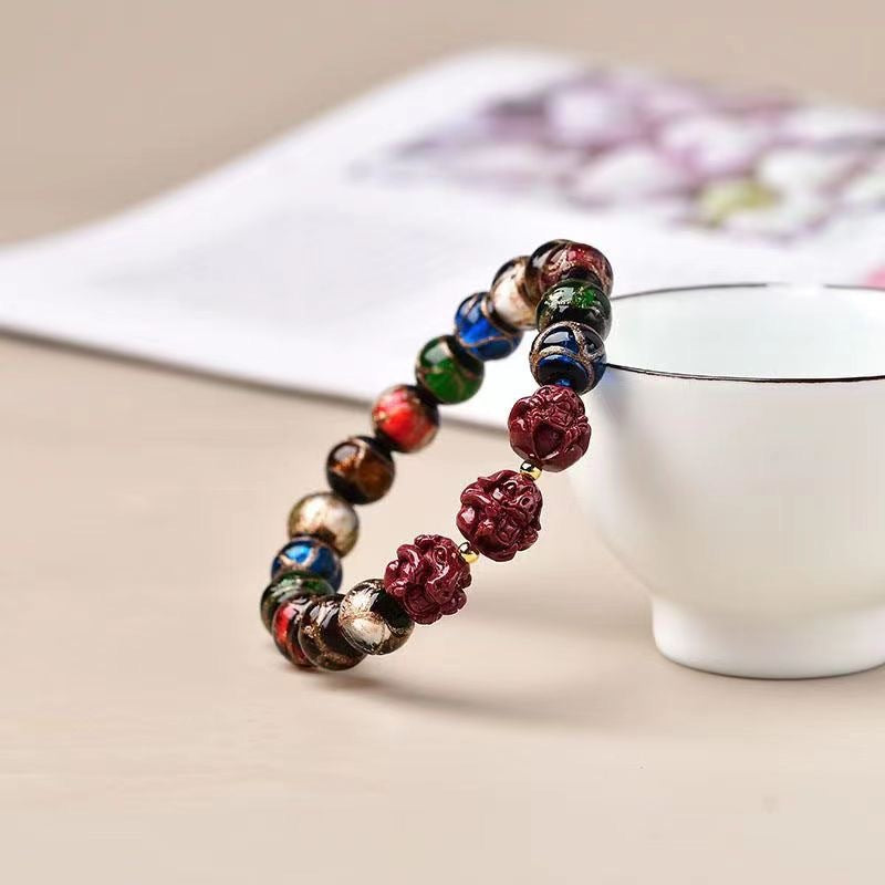 Aura Craft Feng Shui Glass Cinnabar Zodiac Blessing Lucky Bracelet