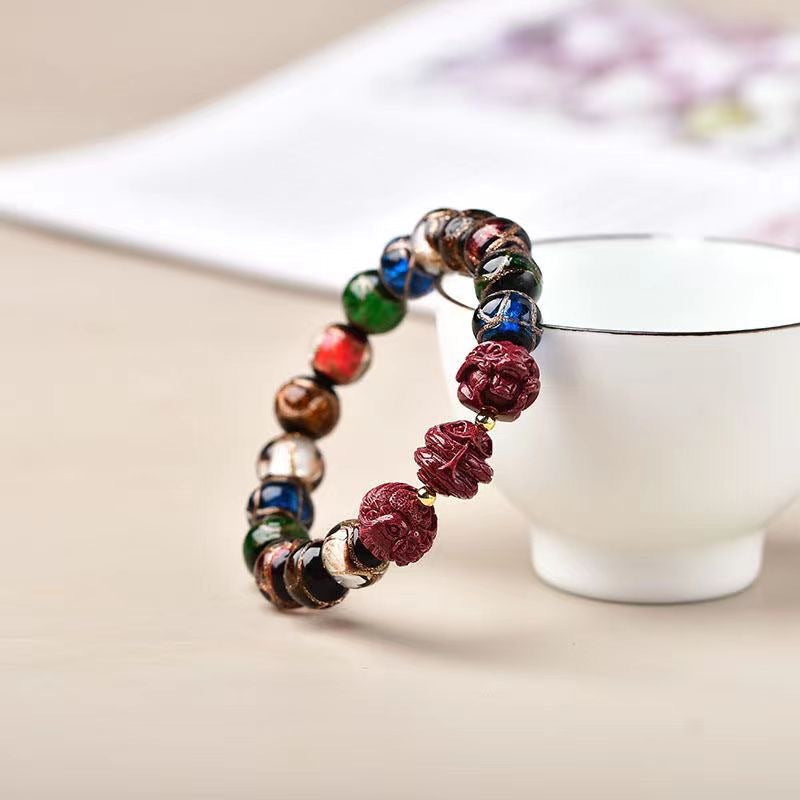 Aura Craft Feng Shui Glass Cinnabar Zodiac Blessing Lucky Bracelet