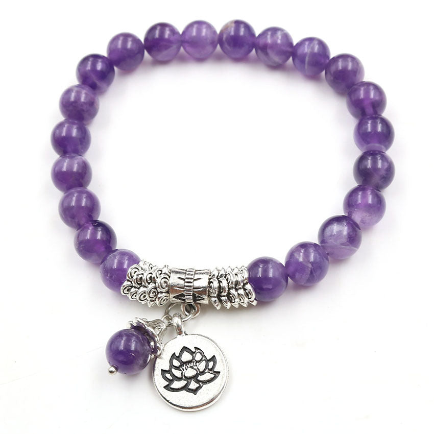 Aura Craft Amethyst Lotus Meditation Blessing Healing Bracelet 4