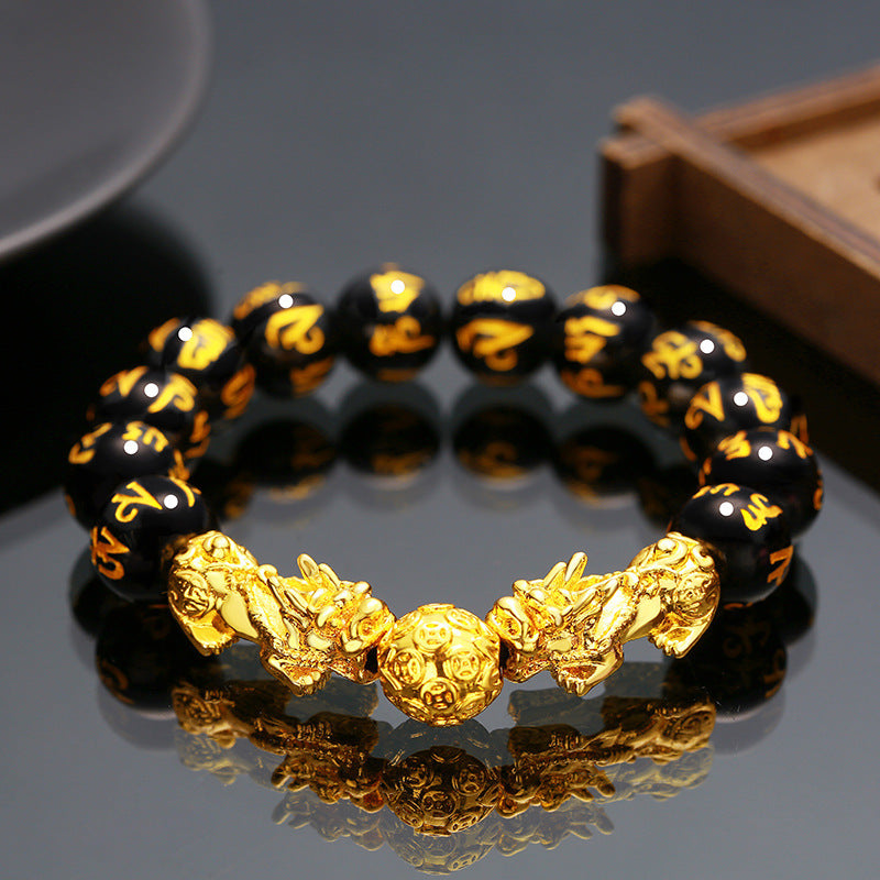 Aura Craft Feng Shui Wealth Obsidian Reiki Pixiu Bracelet 2