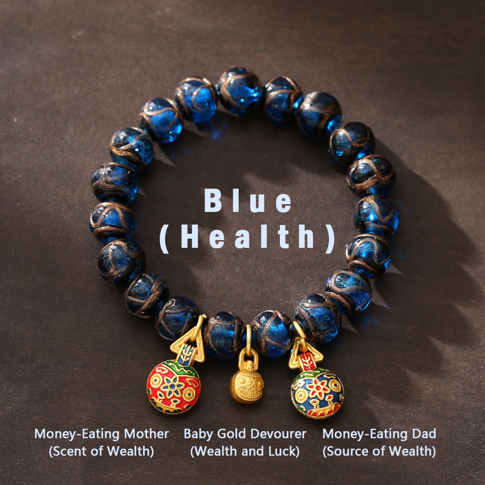 Aura Craft Feng Shui multicolored glass bracelet represents wisdom, wealth, destiny, health and luck 9