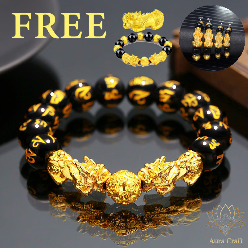 FREE Today：Aura Craft Feng Shui Wealth Obsidian Reiki Pixiu Bracelet